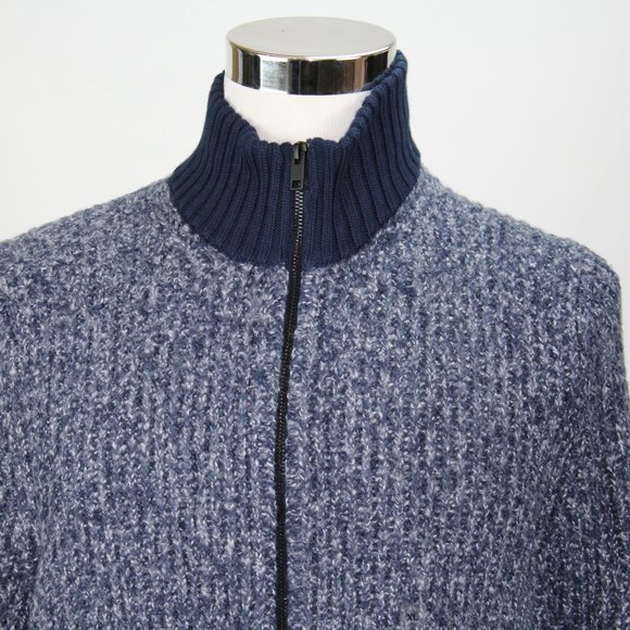 NWT Express Men's Marled Knit Sweater XL Blue Cotton Stretch - Picture 3 of 7